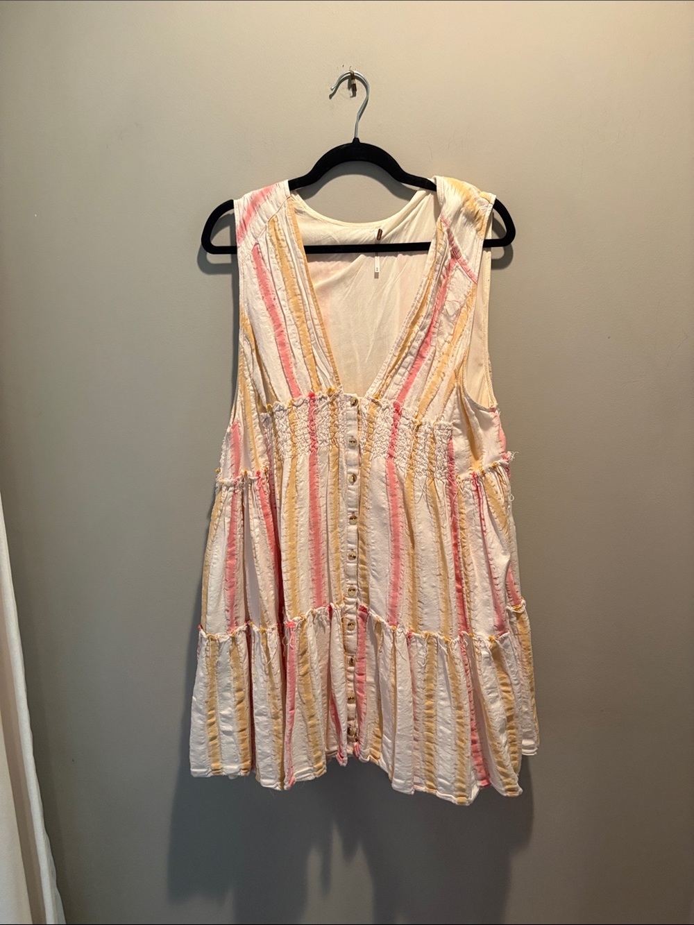 Free People Cream Lightweight Shift Dress with Subtle Pink Accent
